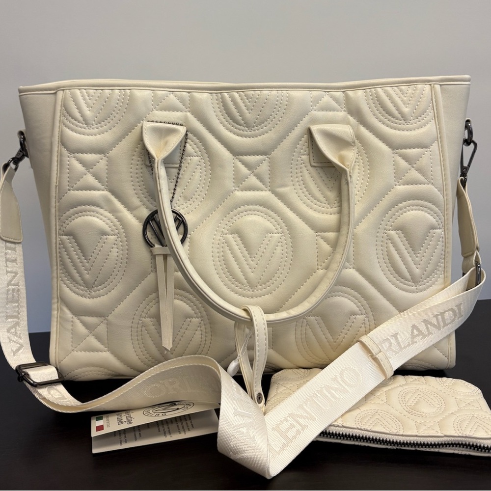 Valentino Orlandi Cream Geometric Tote